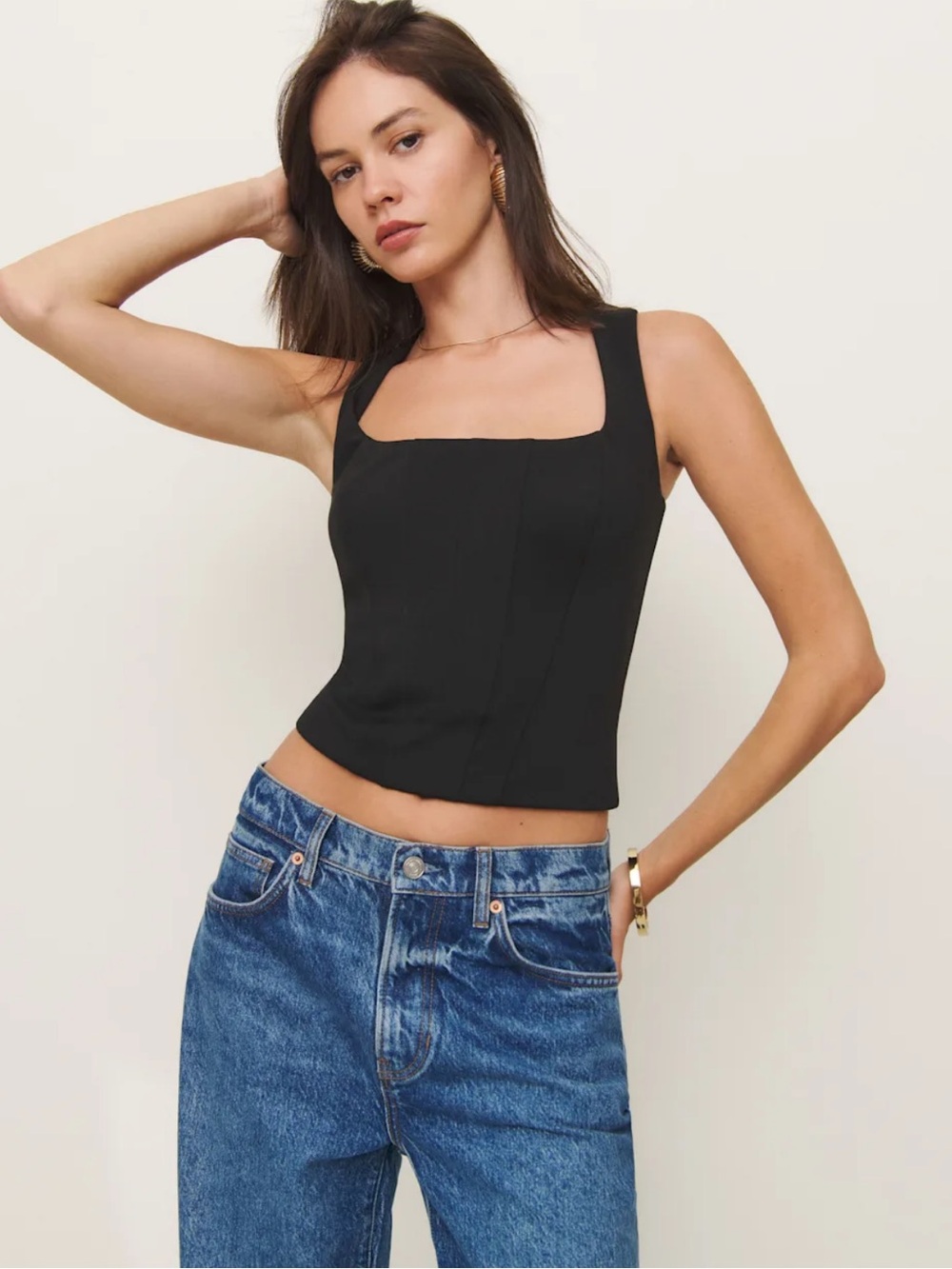 Reformation Sienna Knit Top Black